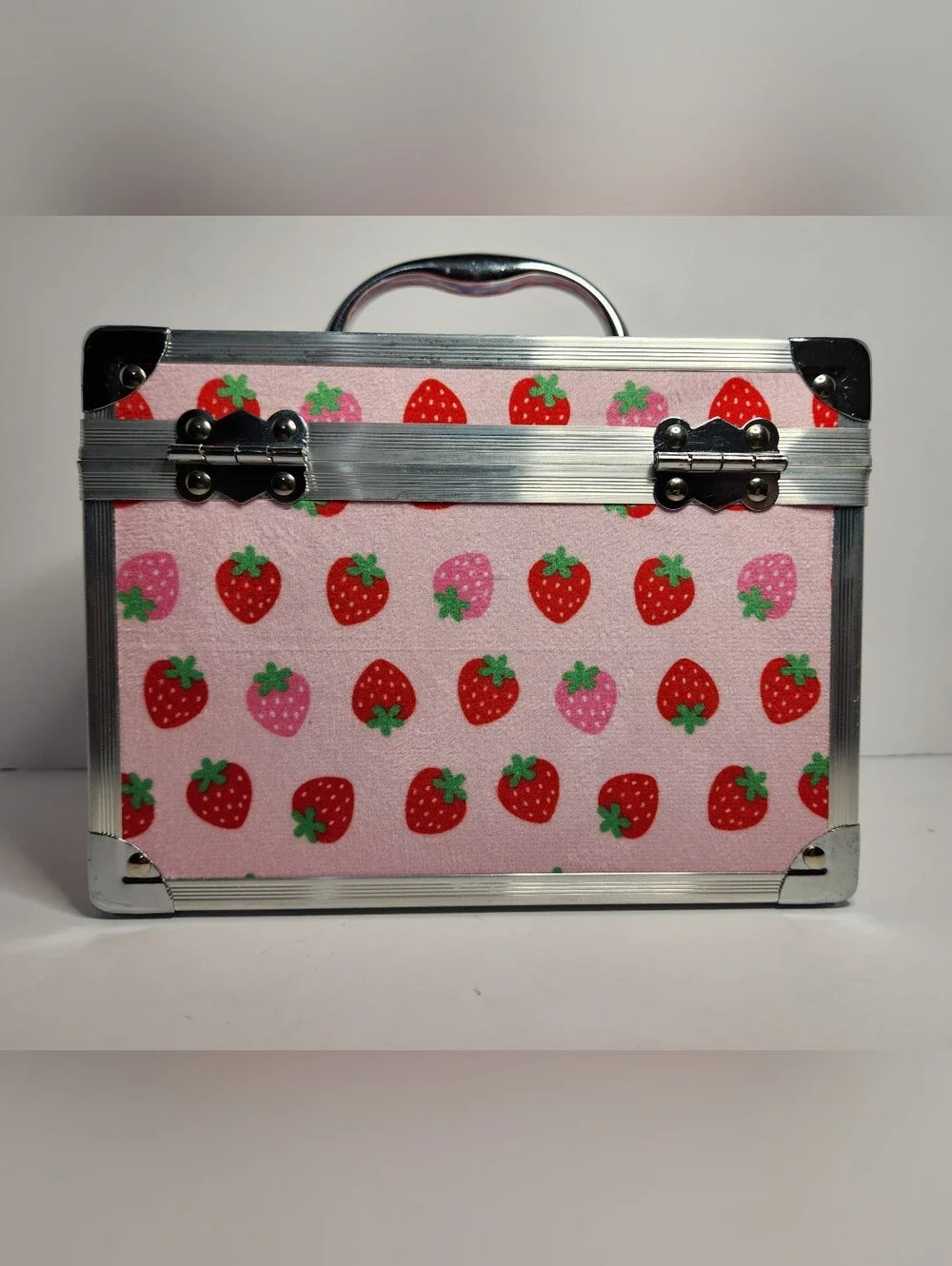 Claire's Pink Strawberry Locking Storage/Carry Case With Frog Decoration